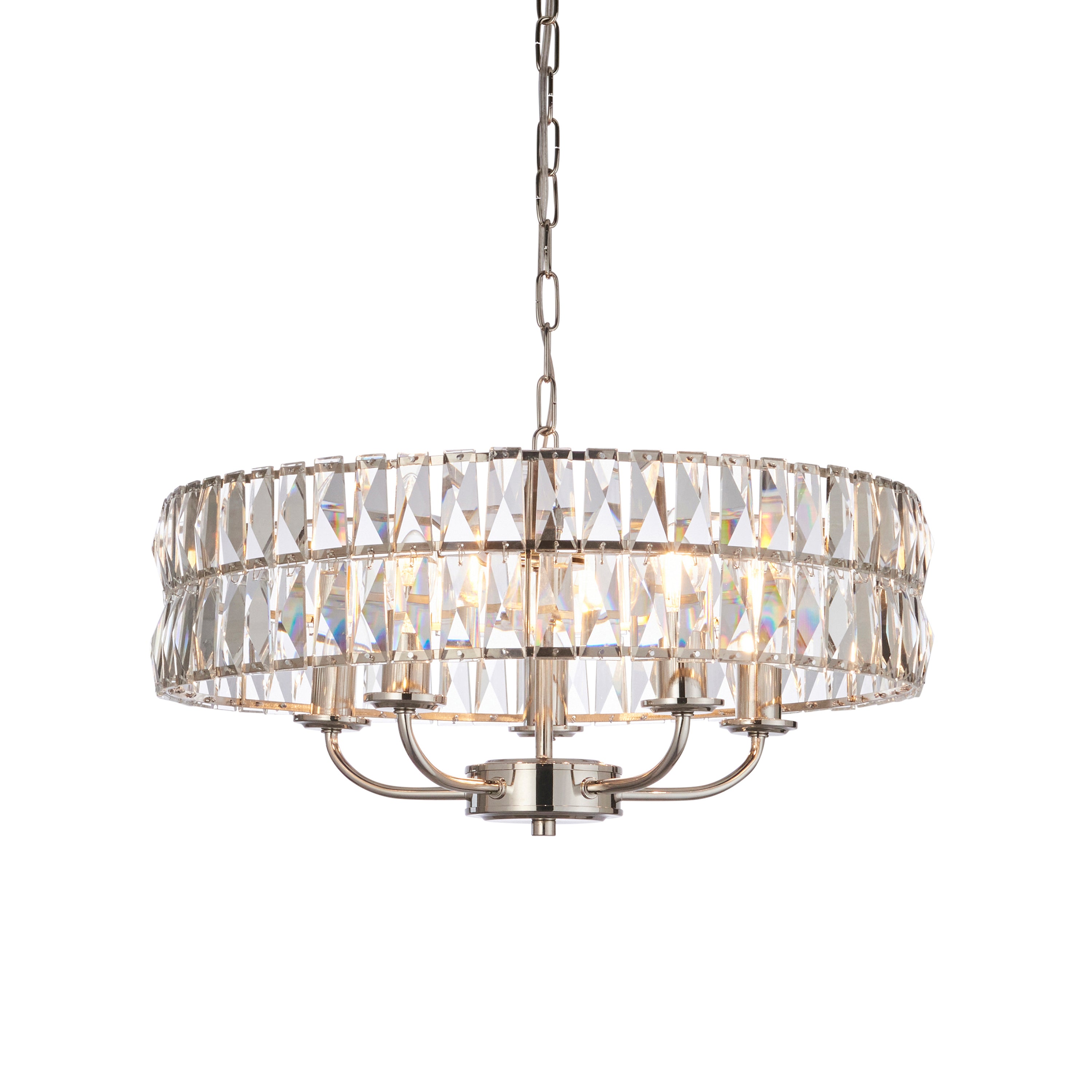 Albion Bright Nickel & Crystal Glass Pendant Light | Large